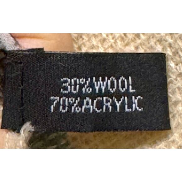 LOOK Blanket Scarf Wool Blend Rectangular Cream/Coral/Green/Black Plaid - Picture 3 of 4